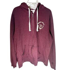 Dist Rict Burgundy Heritage Distilling Logo Zip Front Hoodie- Size XL